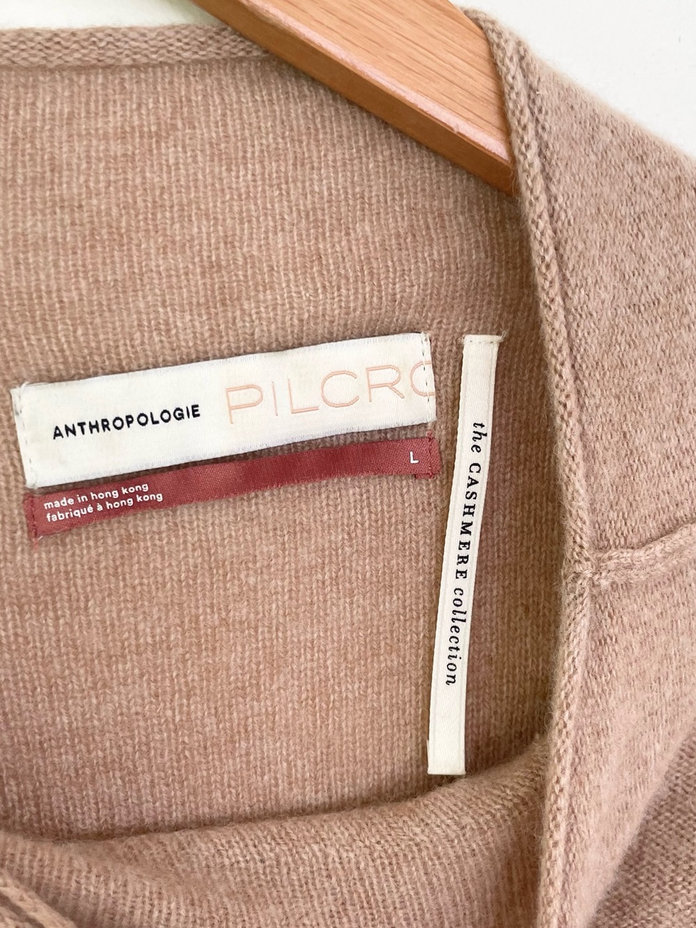 Anthropologie PILCRO Alani 100% Cashmere Mock Neck Sweater L Large Camel Tan - Picture 9 of 10